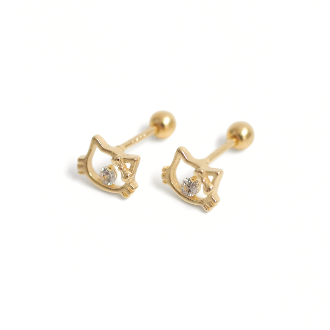 Arete Bebé Silver Gold Kitty
