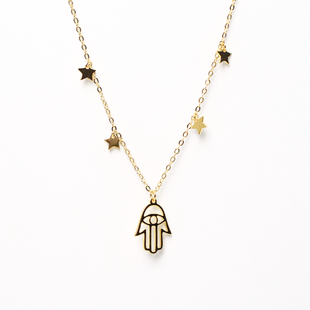 Collar Mano Hamsa  Estrellitas