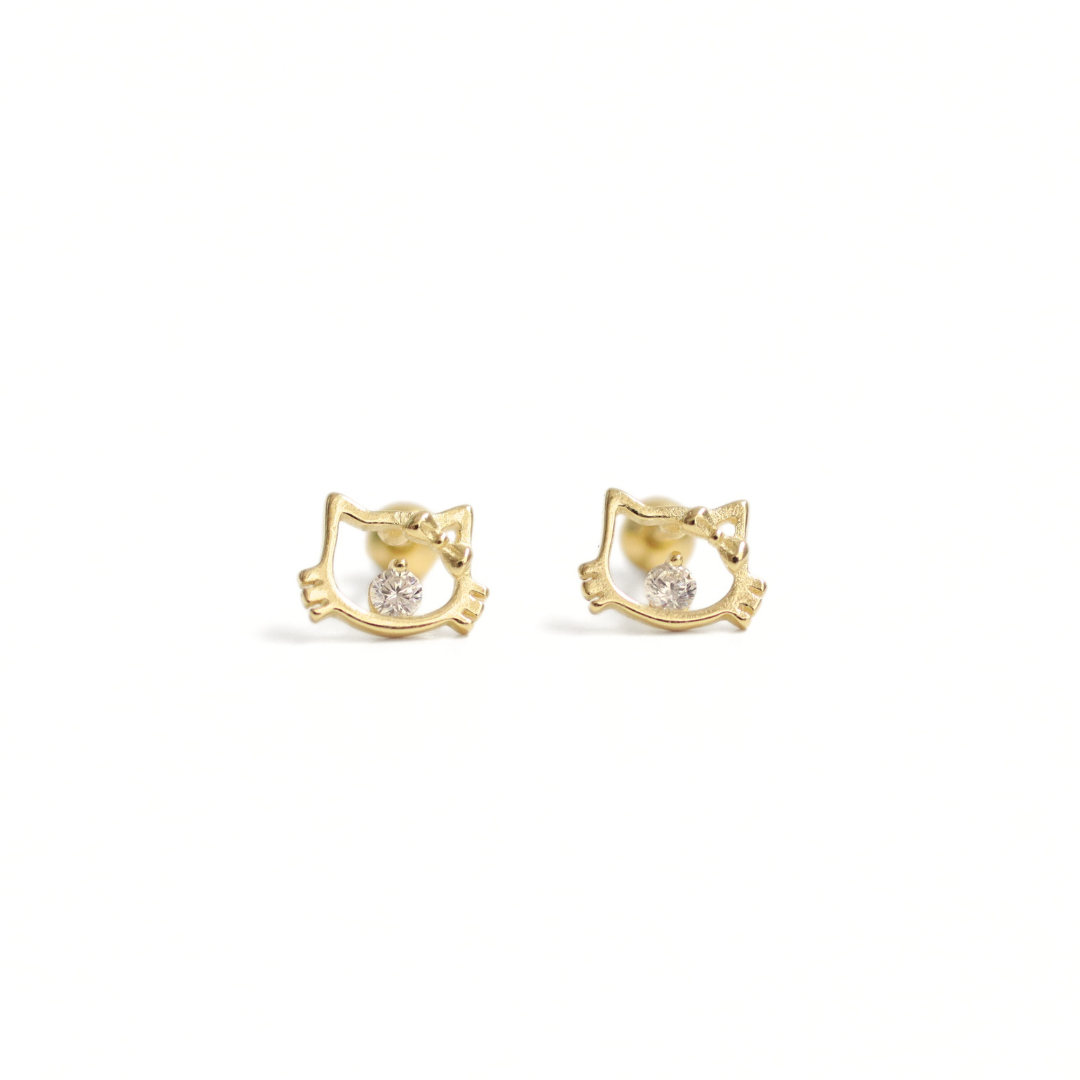 Arete Bebé Silver Gold Kitty