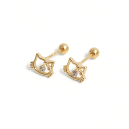 Arete Bebé Silver Gold Kitty