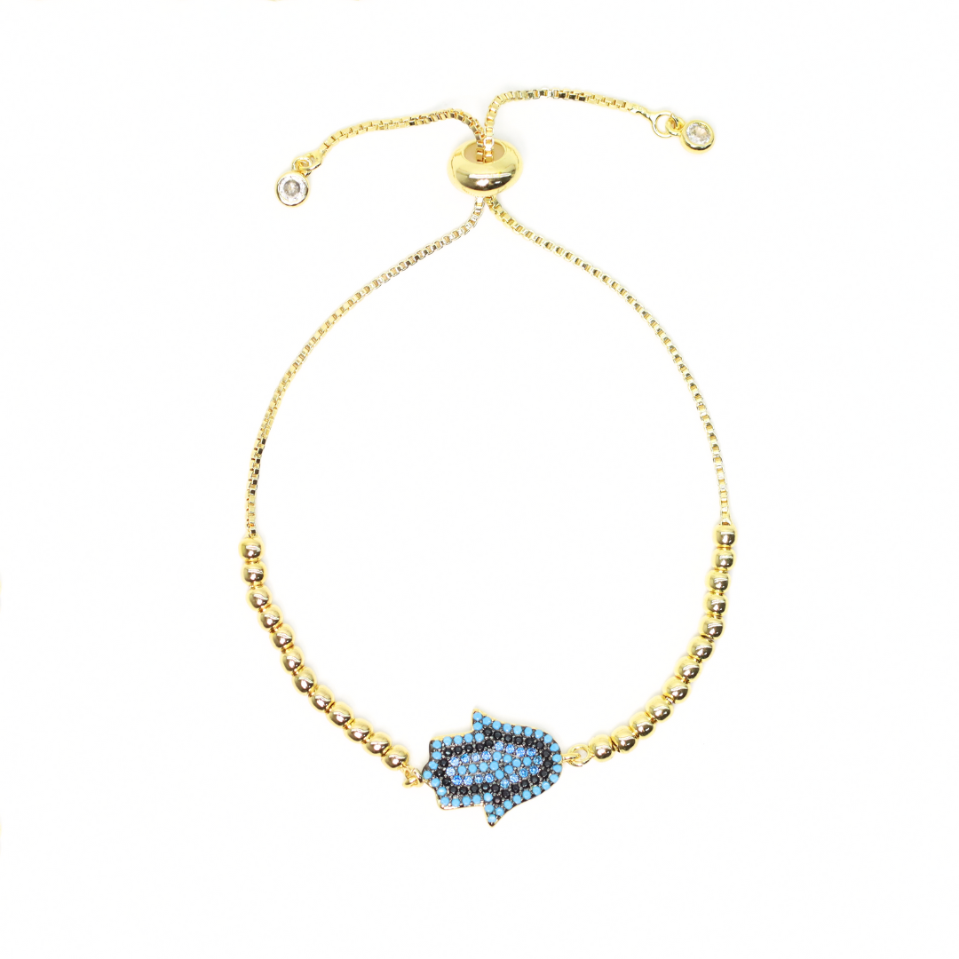 Pulsera Regulable Mano Protectora Azul