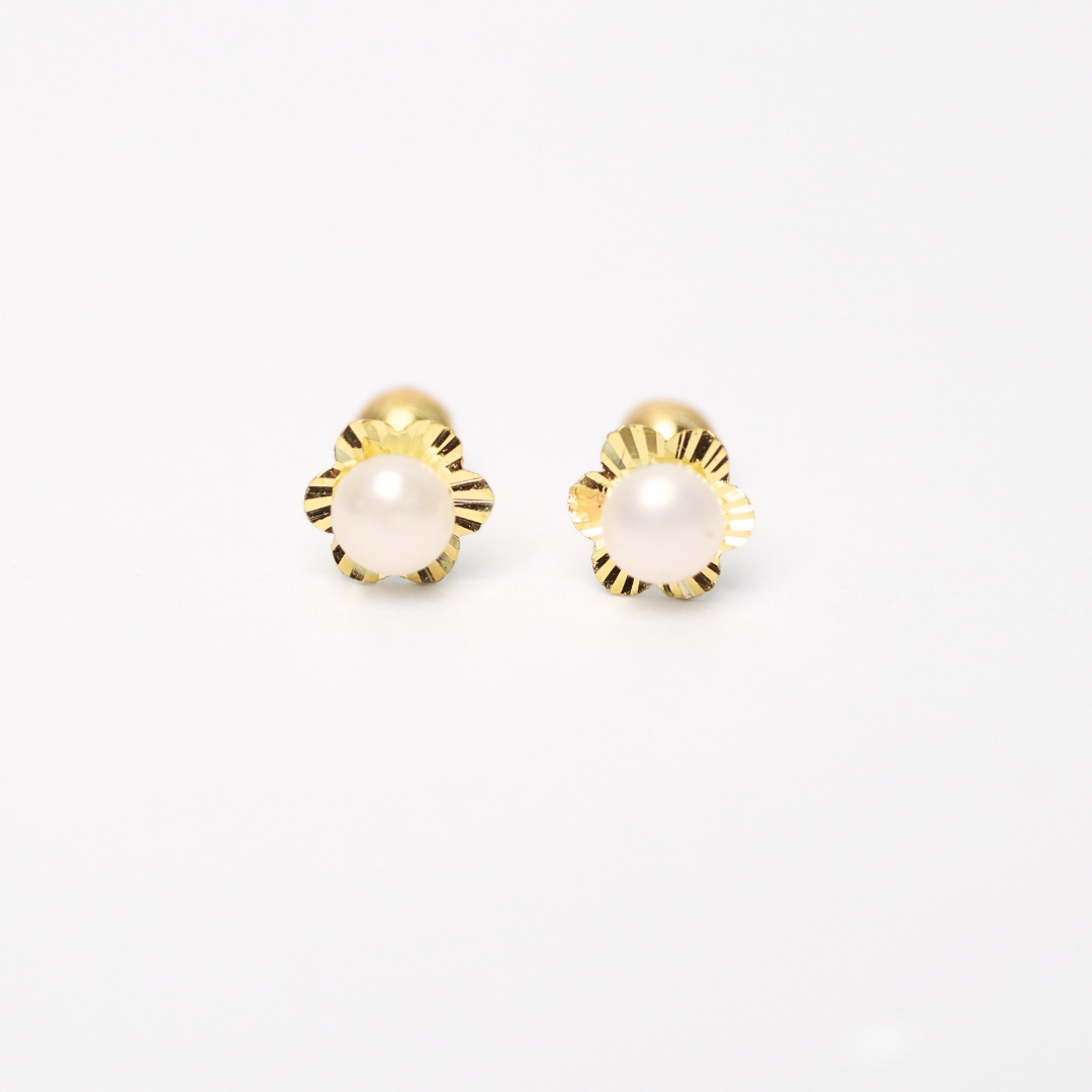Arete Flor Perla Oro