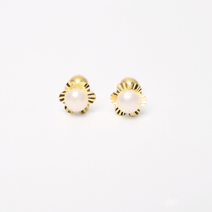 Arete Flor Perla Oro