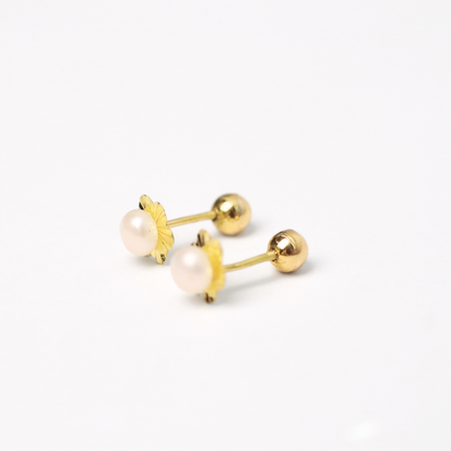 Arete Flor Perla Oro