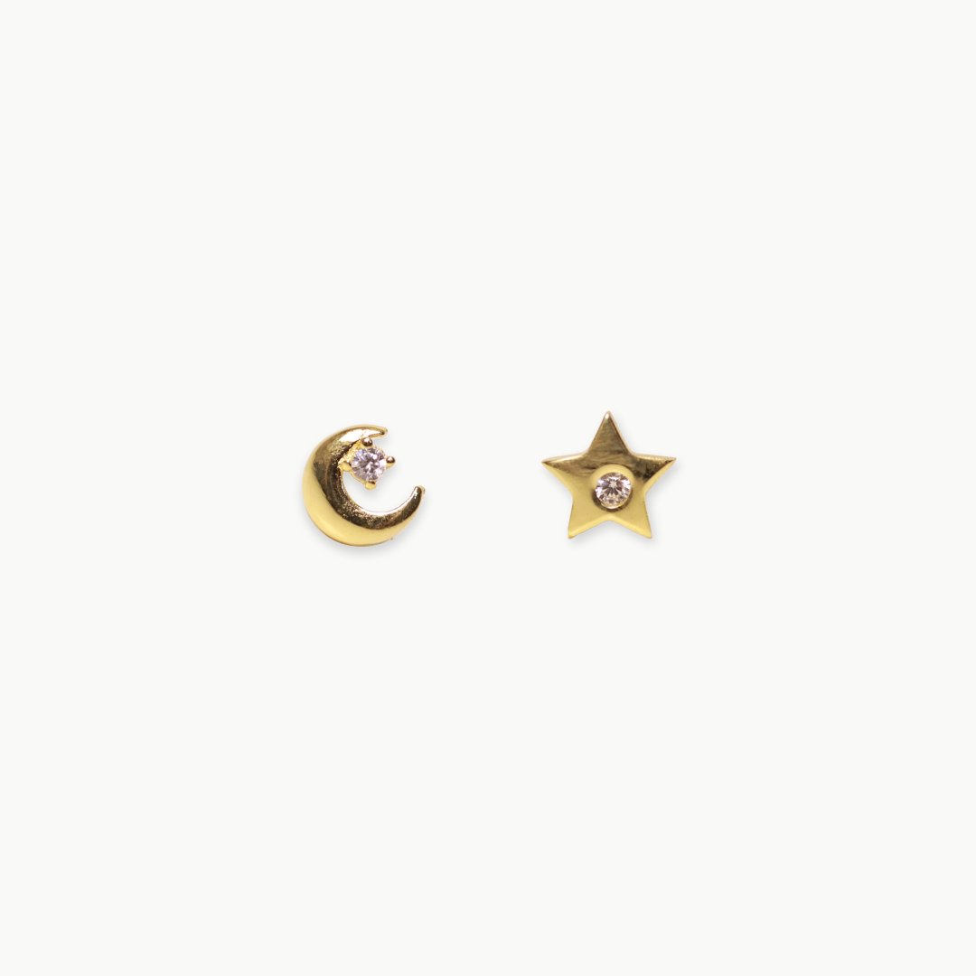 Arete Silver Gold Estrellita y Luna