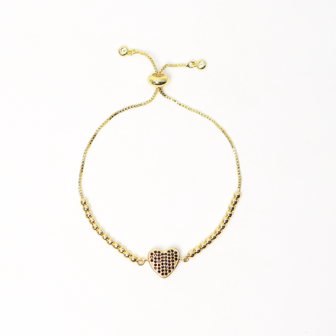 Pulsera Regulable Zircones Negros