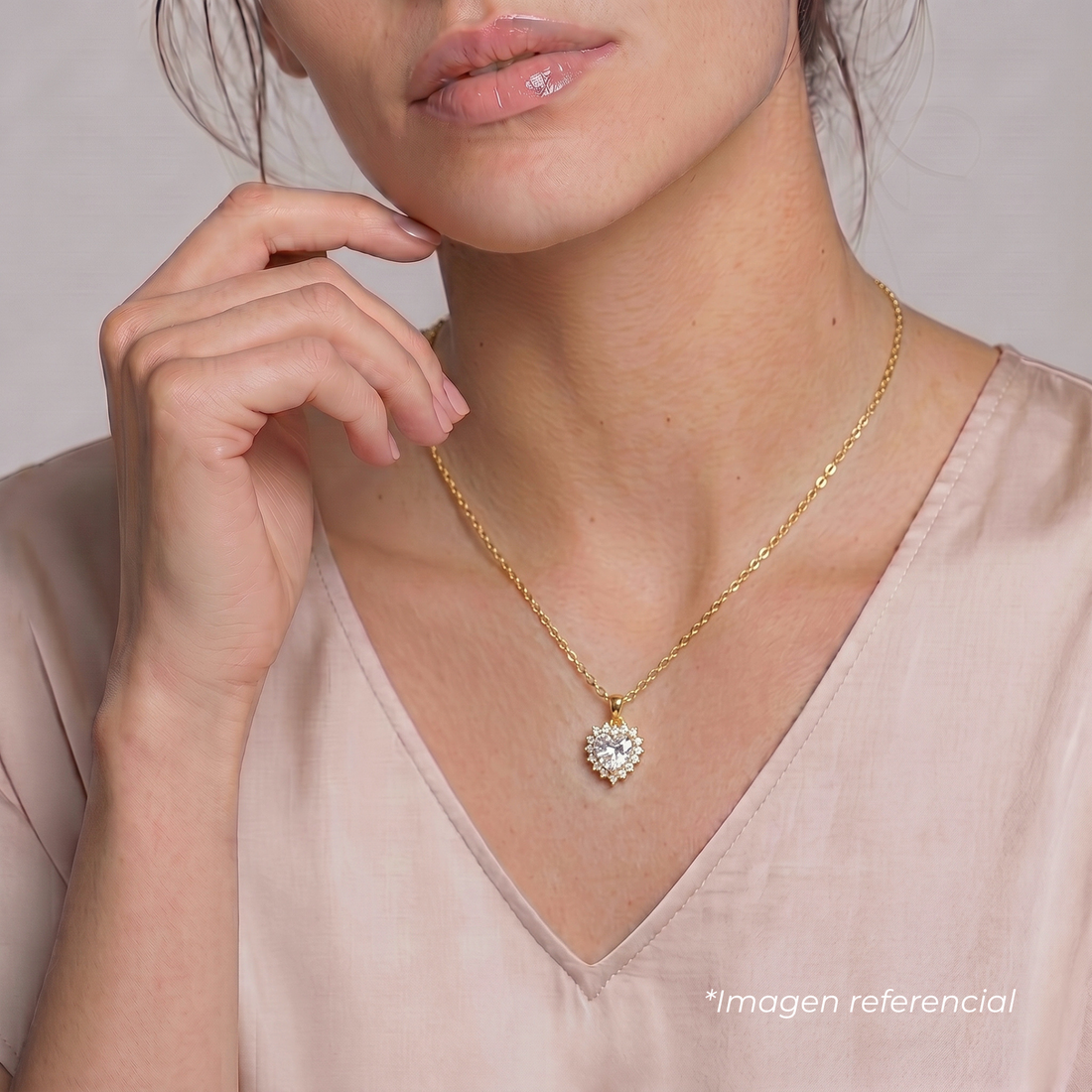 Collar Silver Gold love diamond