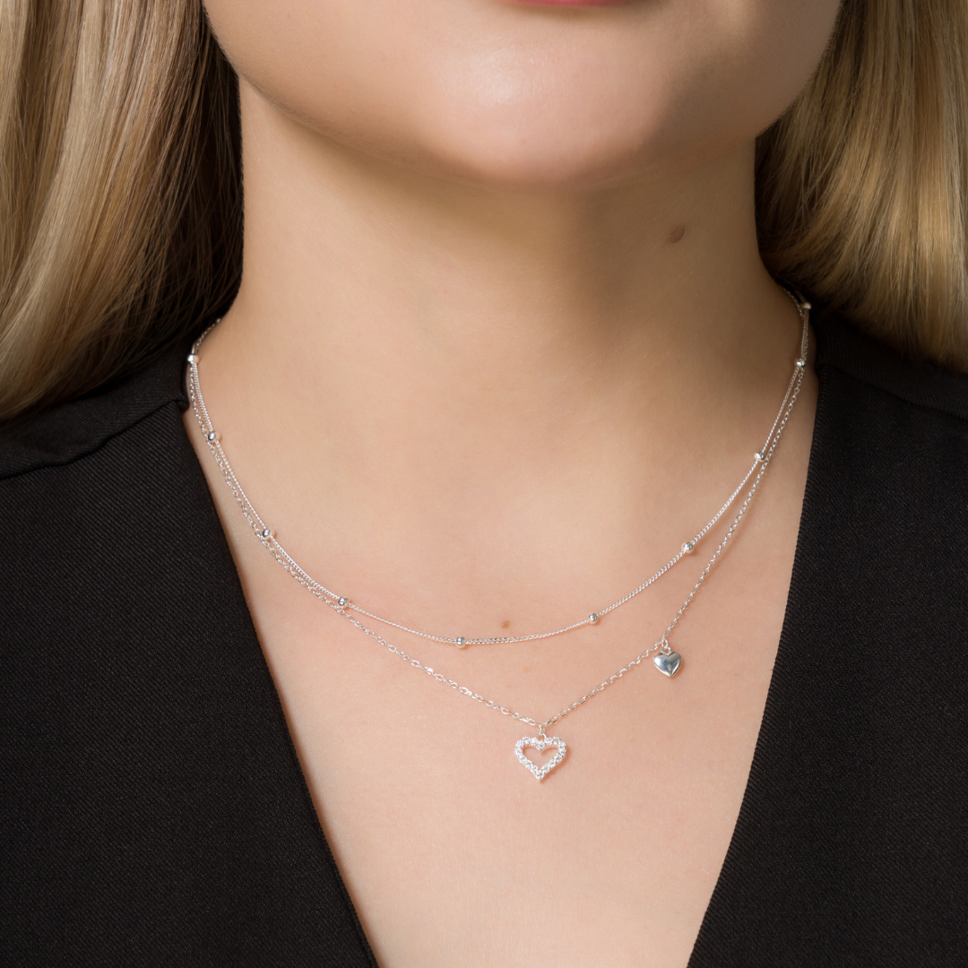 Colla Silver Doble Corazon
