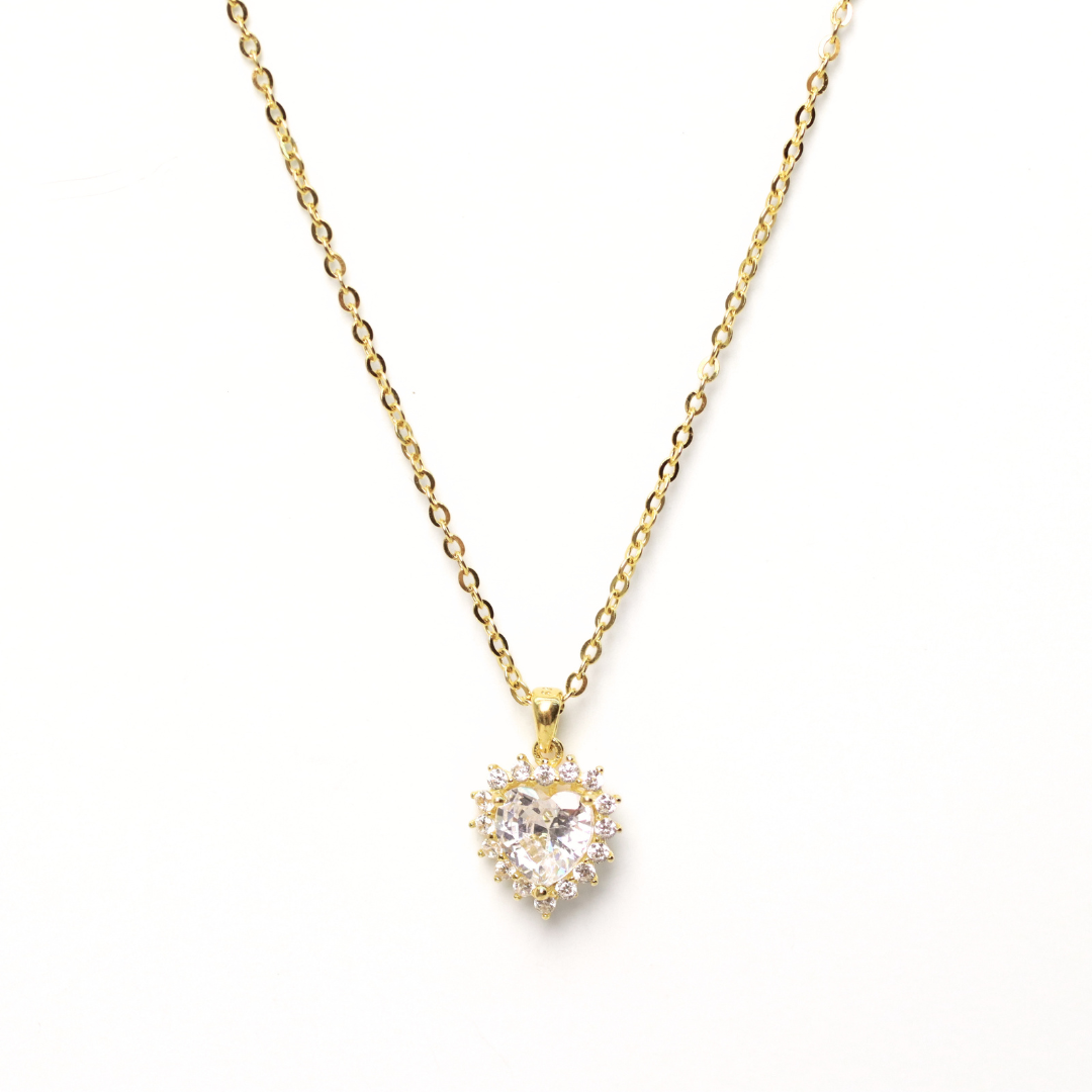 Collar Silver Gold love diamond
