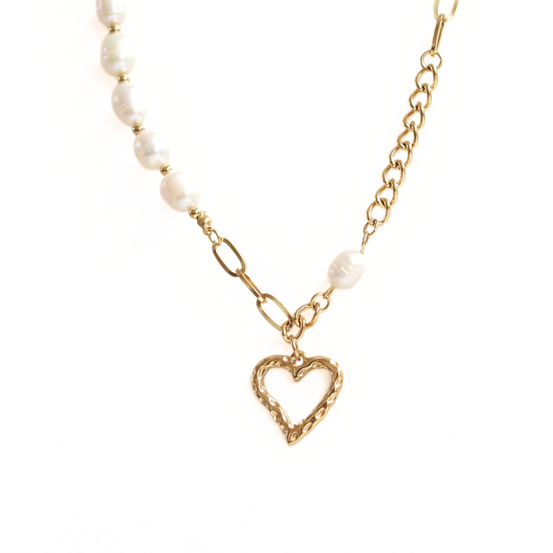 Collar Corazon Perlado