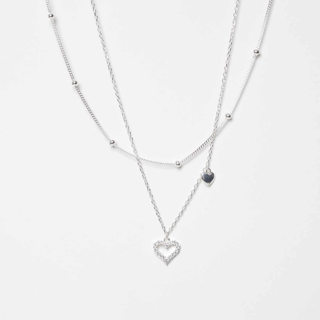 Colla Silver Doble Corazon