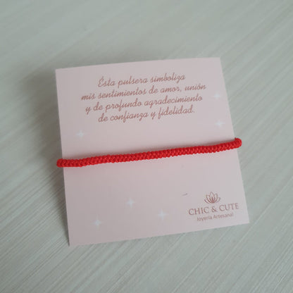 Pulsera Hilo Rojo Tejida